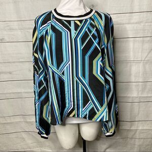 5/$25 bisou bisou large womens geometric retro 70s top